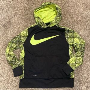 Nike Neon Green & Black Boys Hoodie Medium Dri Fit